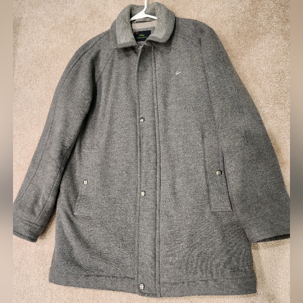 Men's Lacoste Grey Wool Coat Size 50- Excellent condition!